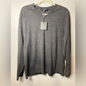 Robert Barakett Mens V-Neck Long Sleeve T-Shirt - Gray Medium